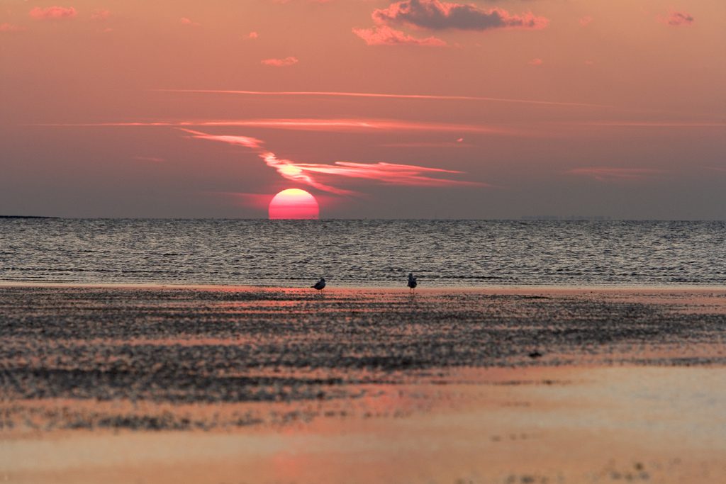 Sunset over Margate beach, Kent