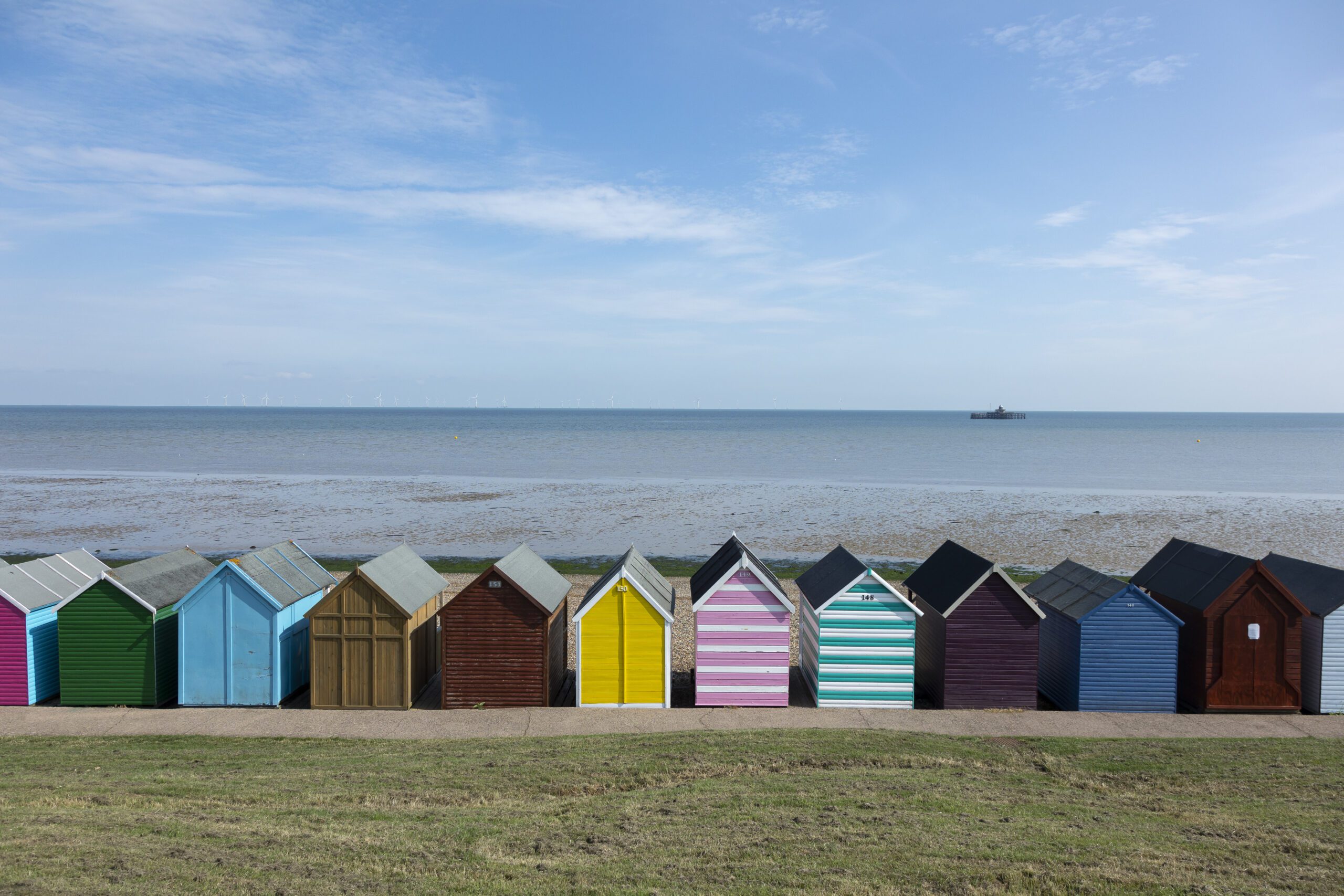 Colourful beach huts in Herne Bay