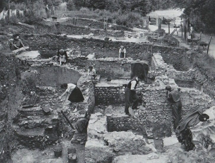 A team excavating an ancient Roman site