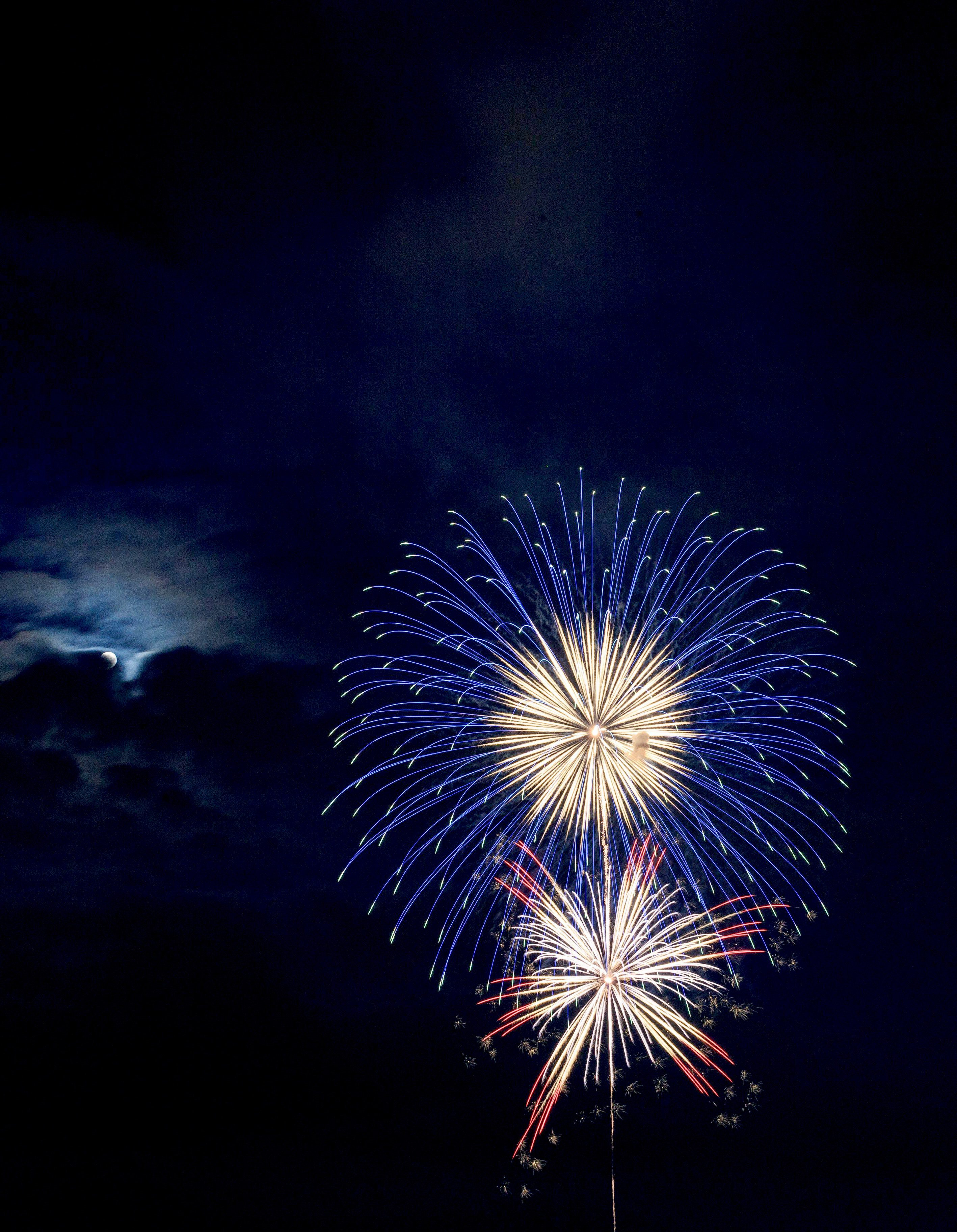 fireworks in the dark sky