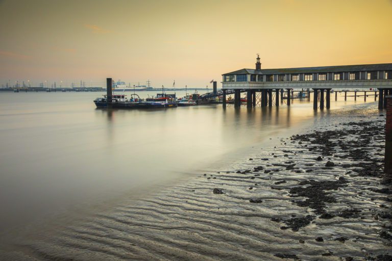 Pier on the River Thames at sunset