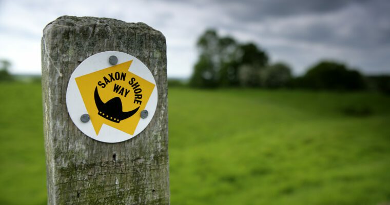 Sign post with text Saxon Shore Way