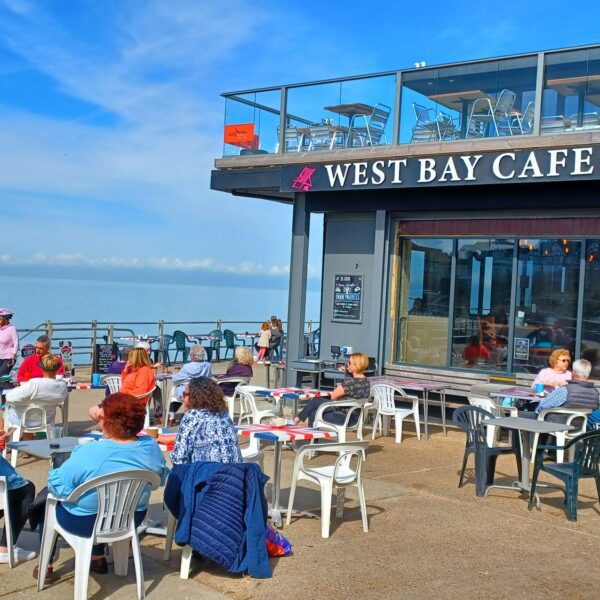 West Bay Cafe outside shot overlooking the sea