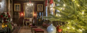 Close up of a Christmas tree in a historic room
