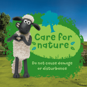 Shaun the Sheep text, car for nature do not cause damage or disturbance