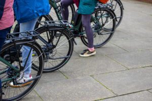 Photo showing wheels on electric bikes