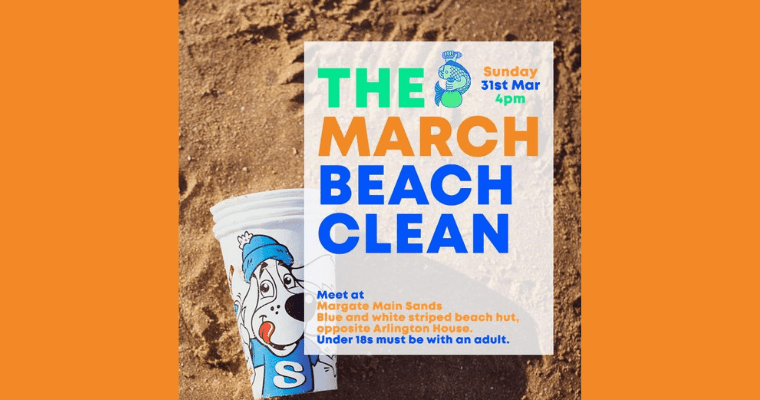 The March Beach Clean poster on sand