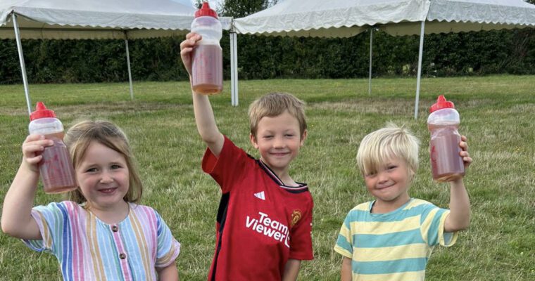 Kids juicing at Brogdale