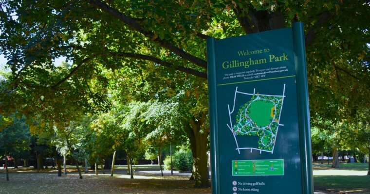 Entrance sign to Gillingham park