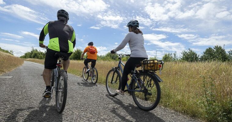 Family cycling in Gravesend
