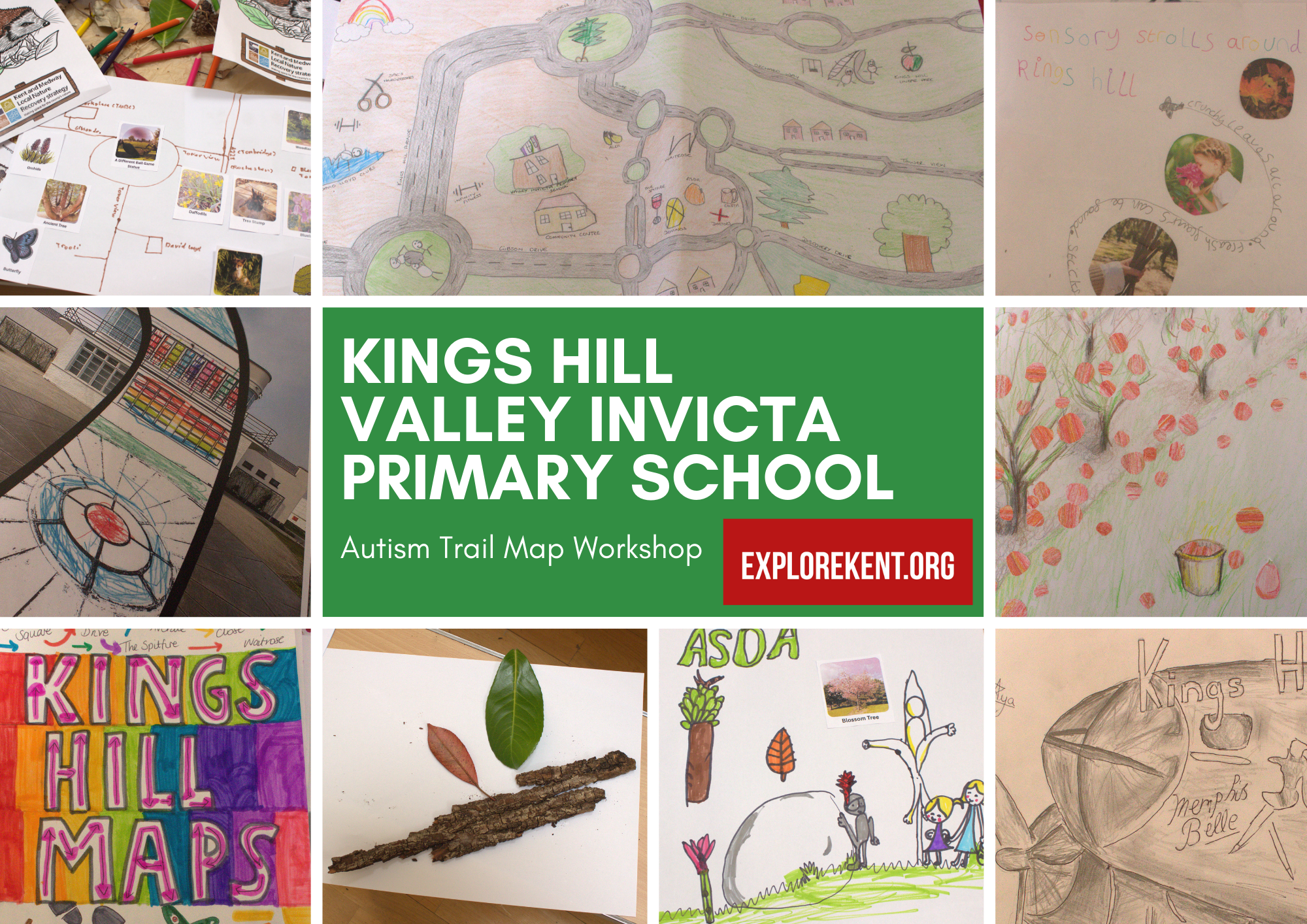 Selection of childrens artwork showing maps