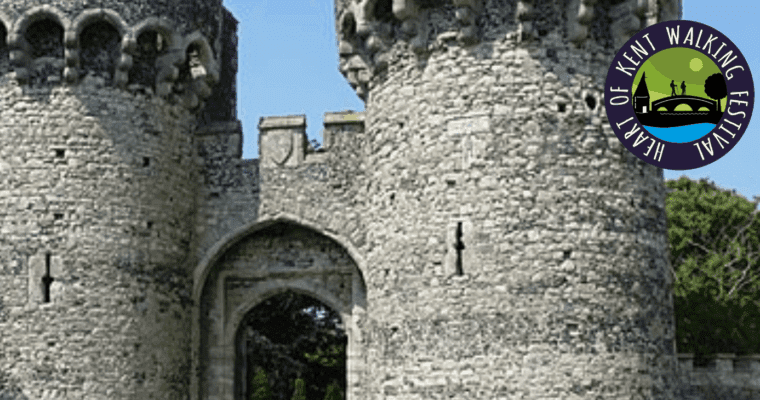 Castle turrets with the Heart of Kent Walking Festival logo