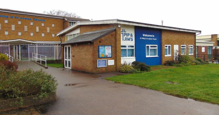 Jim n pips church building entrance at Hook Meadow
