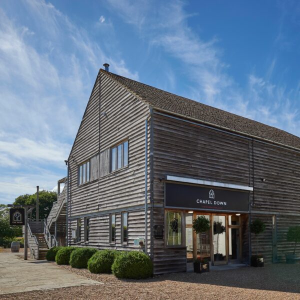 The outside of the Chapel Down Vineyard Wine Shop and Restaurant.