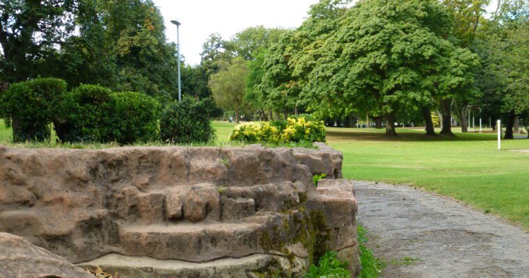 Green space with trees and rocks
