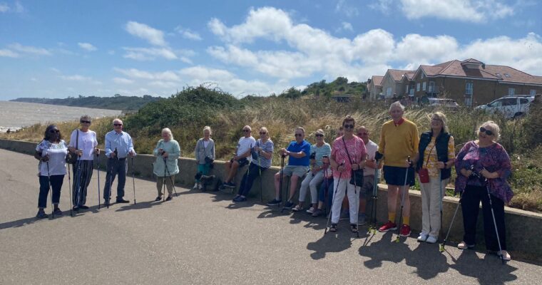 A group of people with walking poles on the Isle of Sheppey