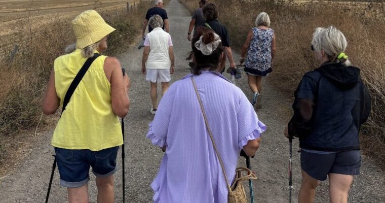 A group of women Nordic Walking in Leysdown.