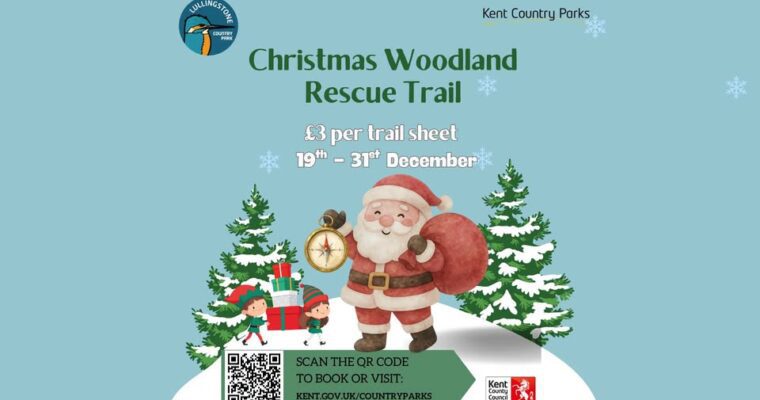 Poster for Christmas Woodland Rescue Trail at Lullingstone Country Park.
