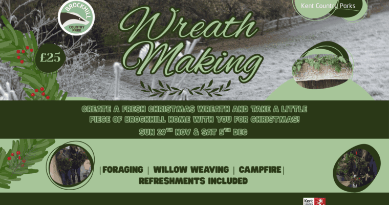Poster for Wreath Making at Brockhill Country Park.