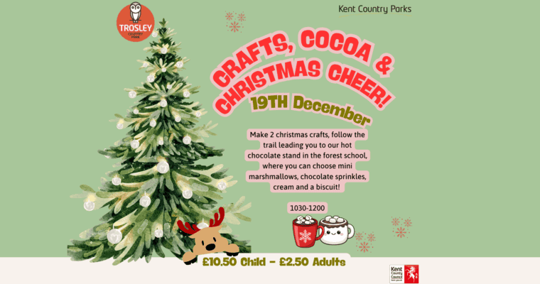 Poster for Crafts, Cocoa and Christmas Cheer at Trosley County Park.